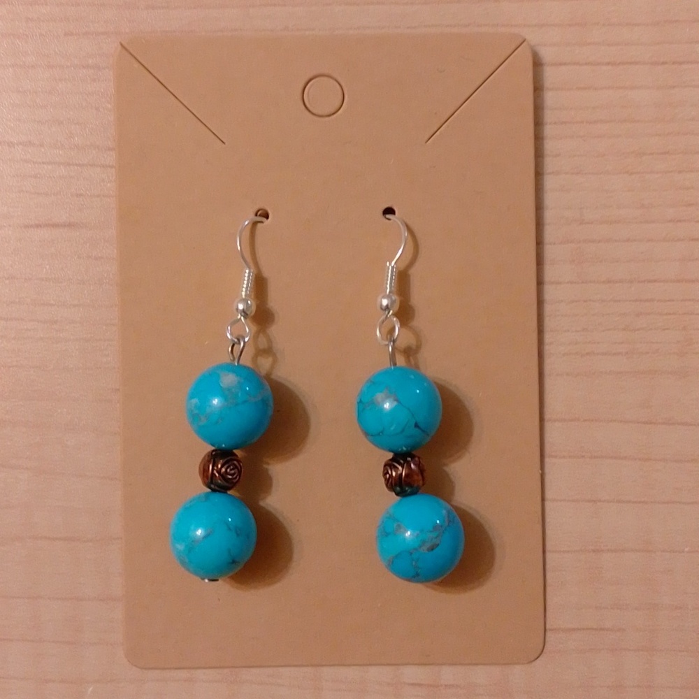 *3/$20* New Turquoise Shell Semi Precious Gem Stone Dangle earrings